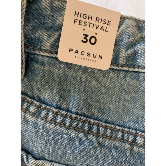 Pacsun High Rise Festival Bright Eyes denim jean shorts women's size 30 NWT - Picture 7 of 7